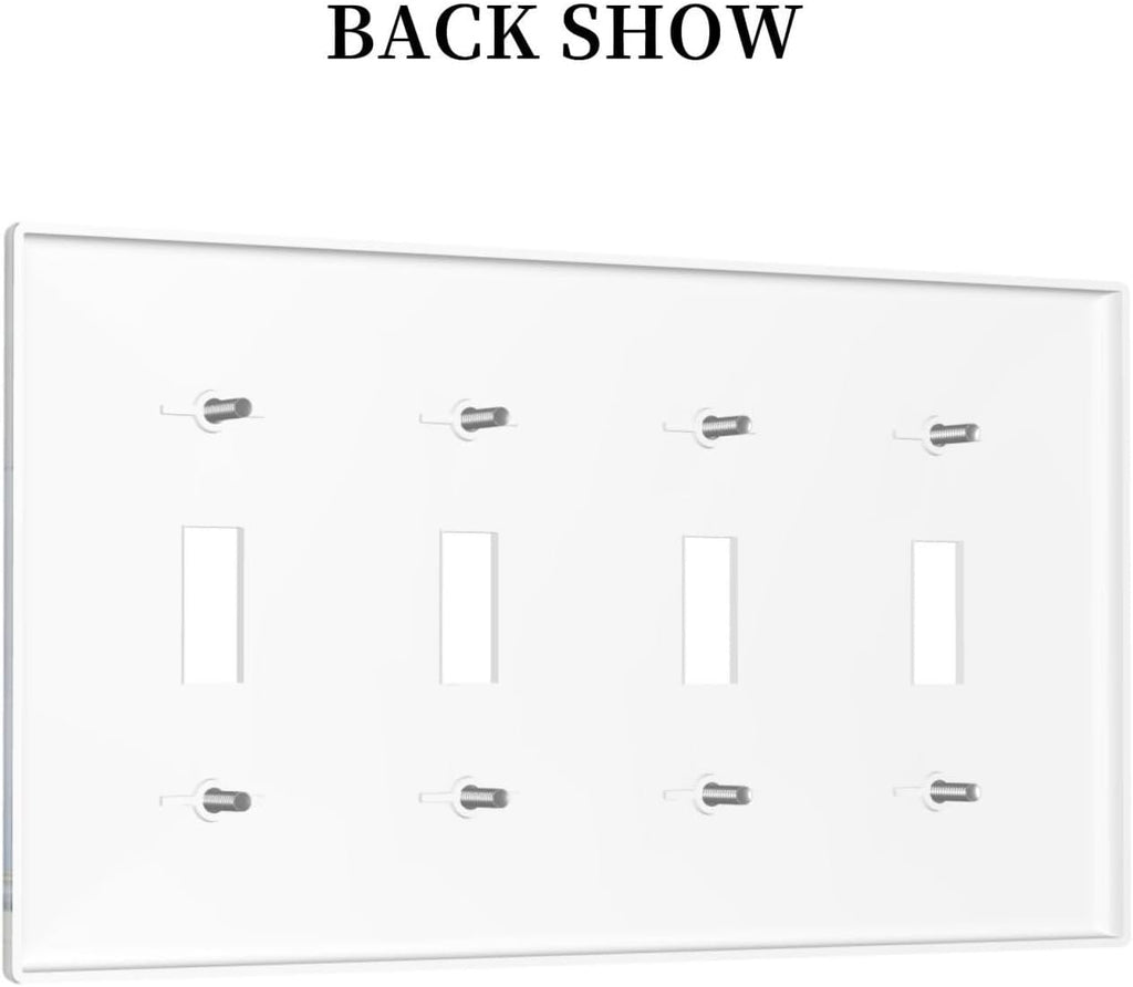 Decorative Light Switch Cover Plate Watercolor Dragonfly Blue Wihte Flower 4 Gang Wall Plates for Electrical Outlets Quad Toggle Switch Plate Covers Outlet Covers Faceplate for Bedroom Decor
