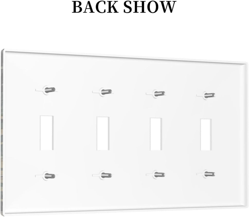 Light Switch Covers Botanical Fern Green Leaf Forest Quad Toggle Electrical Faceplate 4 Gang Wall Plate Decorative Switch Plates For Bed Room Home Decor