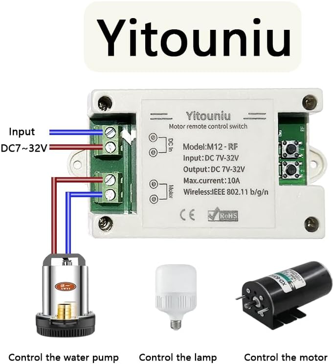 EWeLink DC7-32V 10A Motor Forward Reverse Controller Switch, WiFi Bluetooth Remote Control, RF Compatible,Works with Alexa/Google Home Compatible, Smart Timing for Electric Desks, Screens