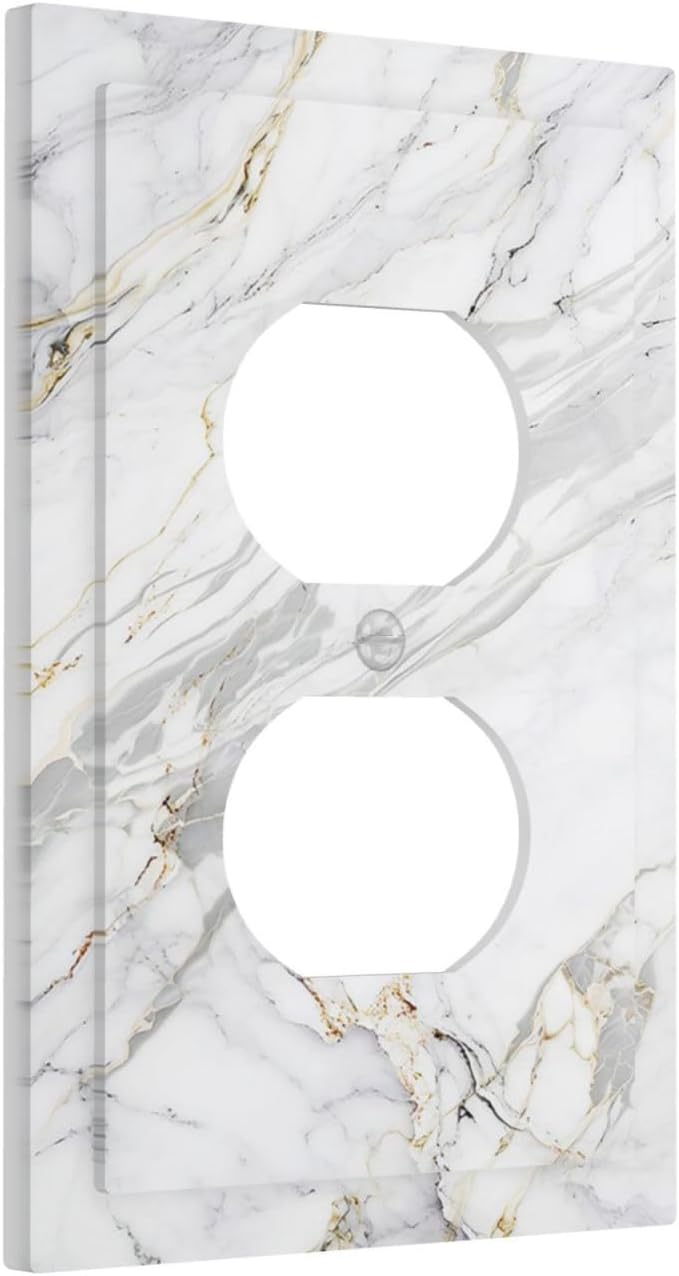 Outlet Covers Gray Gold Marble Abstract Modern Luxury 1 Gang Duplex Light Switch Cover Plate Decorative Switch Plate Covers Electrical Socket Cover for Bedroom Home Decor