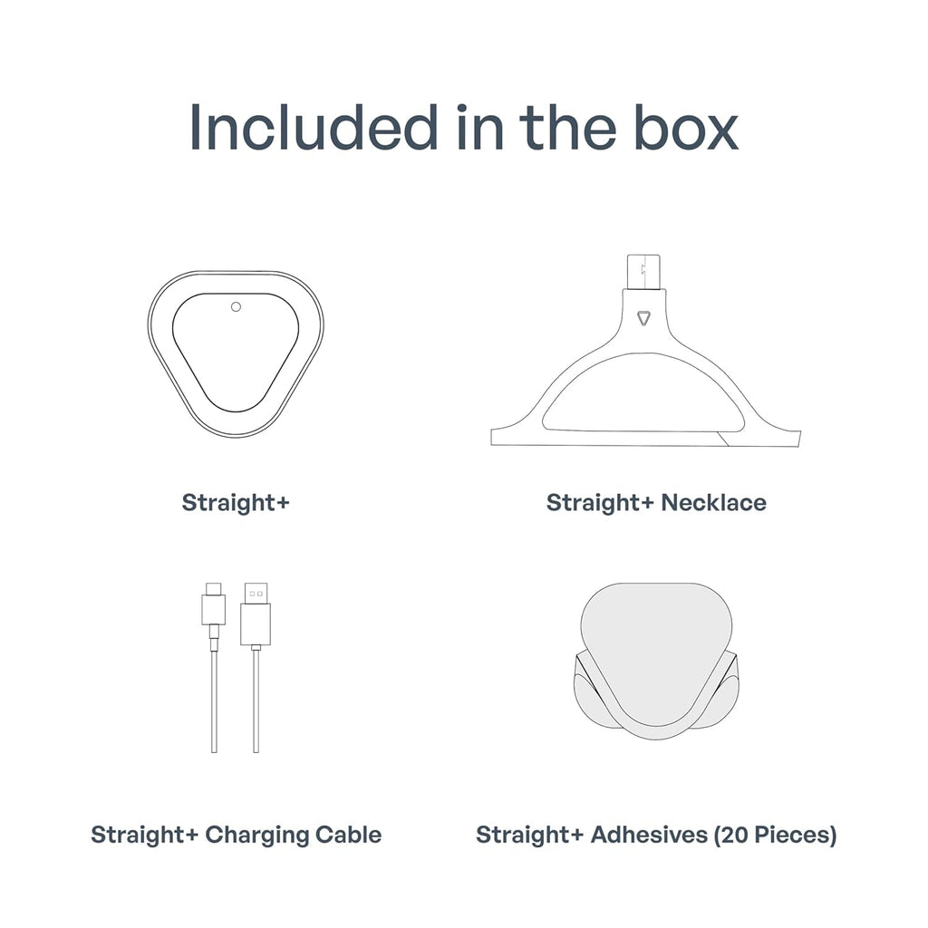 Straight Plus AI Powered Posture Corrector Trainer Device (Necklace Included) - Back Brace Smart Straightener Office Work Support - Back Postur Corrector Device - Posture Corrector for Women & Men
