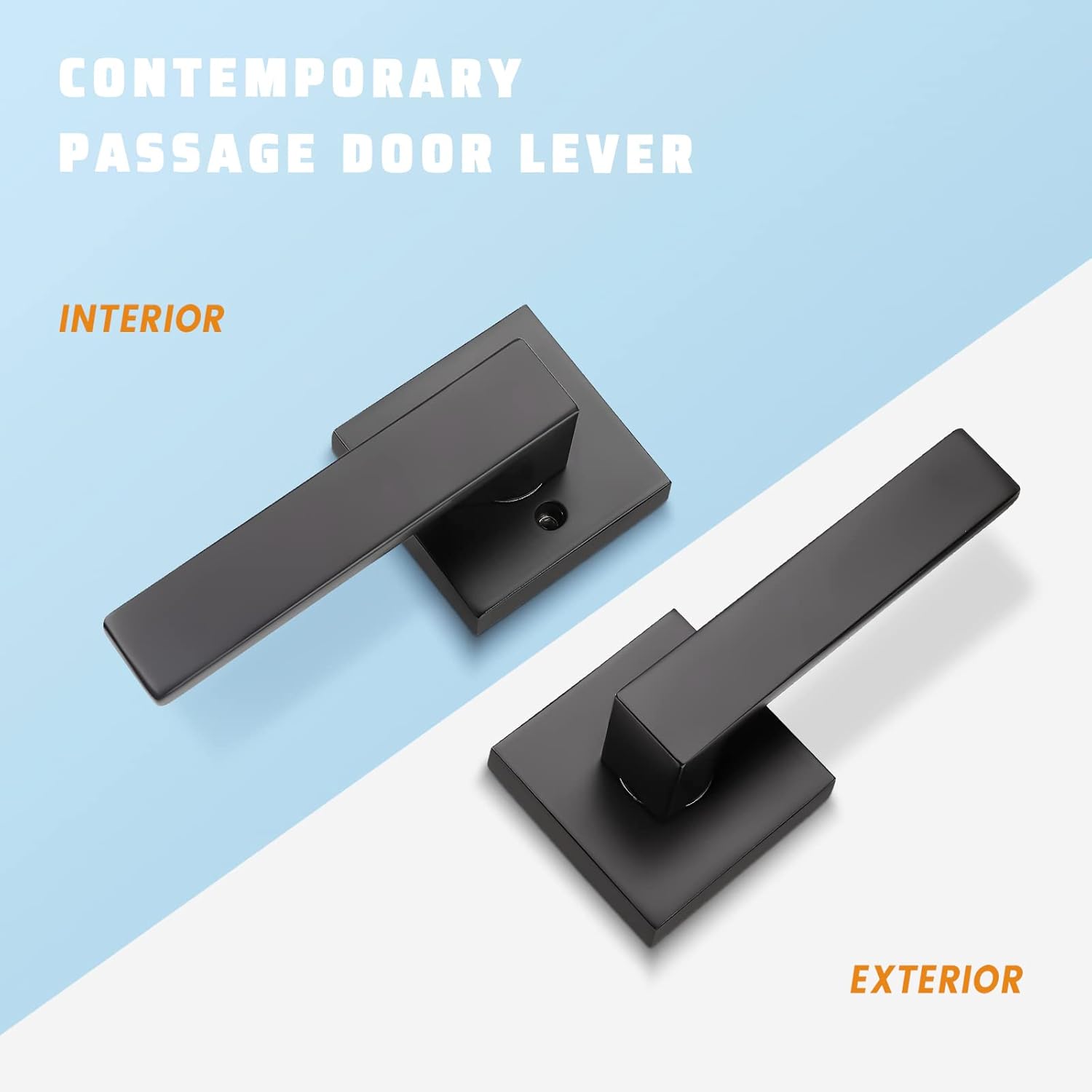 KNOBWELL 6 Pack Black Interior Door Handles for Left or Right Handing Passage Function Heavy Duty Matte Black Closet Door Handle Set, 2.07 lb One Lever