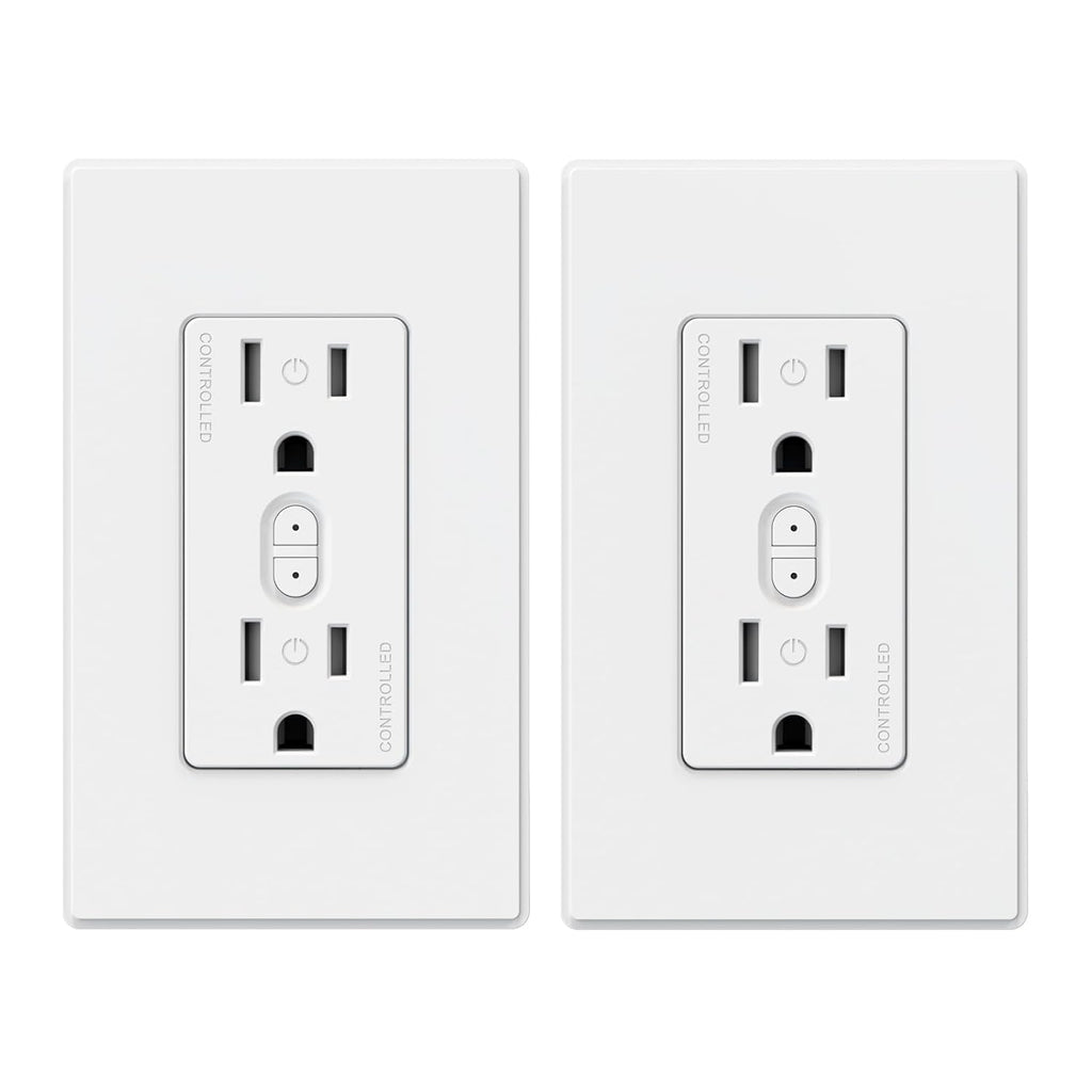 ELEGRP Smart Outlet, Smart in-Wall Outletss Works with Alexa and Google Assistant, 2.4GHz Wi-Fi Smart Receptacle, No Hub Required, UL Listed, White, 2 Pack