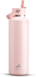 POWCAN 24 oz Water Bottle Insulated: Leakproof, Keep Cold 24H, Car Cupholder Friendly, Top Handle, Lightweight, Metal Water Bottle with Straw for Outdoors, Trip, Fitness, Gift, Running (Cotton Candy)