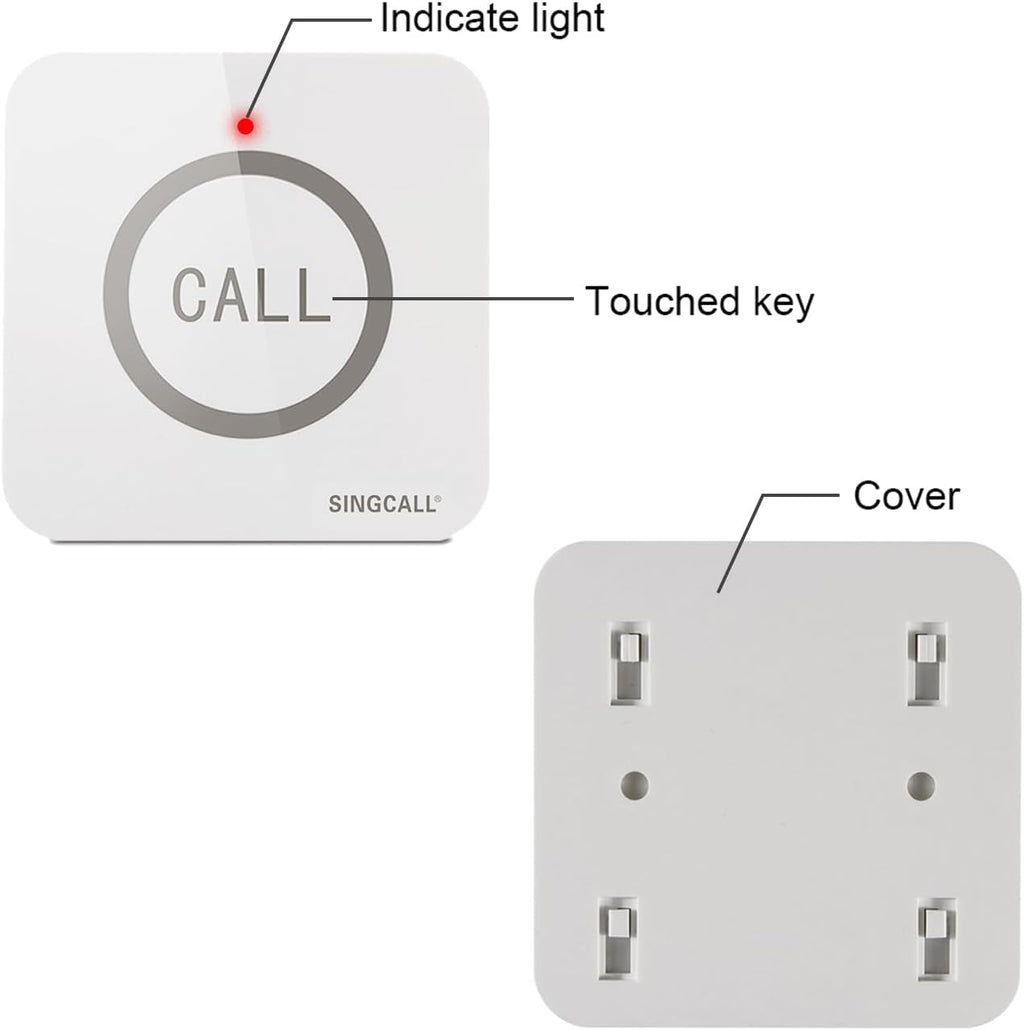 SINGCALL Restaurant Pager System Waiter Calling System Pagers and Beepers for Kitchen,Fast Food,Hotel,Restaurants,Cafe,Bar to Call Waiters 2 Waterproof Wireless Call Buttons