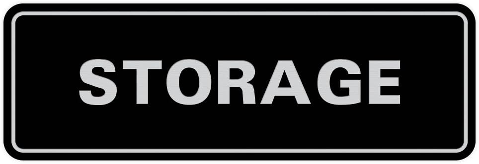 Standard STORAGE Door/Wall Sign - Black/Silver - Small (1 Pack)