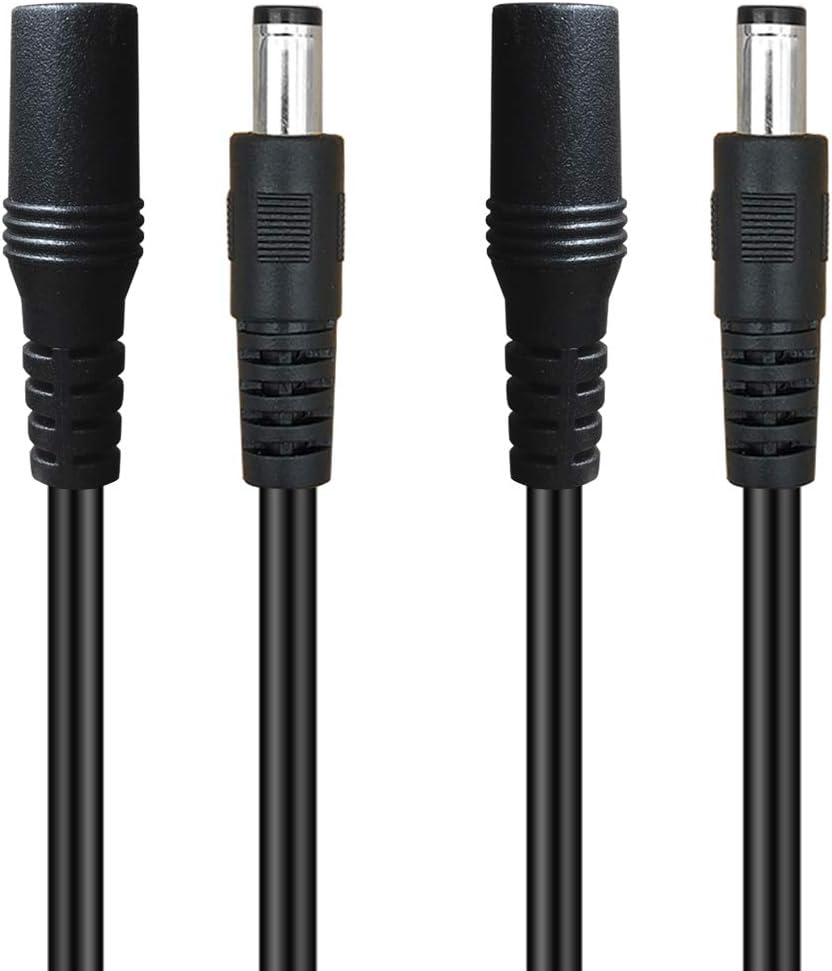 SIOCEN 2-Pack 3ft DC Extension Cable 5.5mm x 2.1mm Male to Female Power Cord for CCTV Security Surveillance Indoor IP Camera Dvr Standalone LED Strip,Car,12v DC Power Supply Plug Adapter