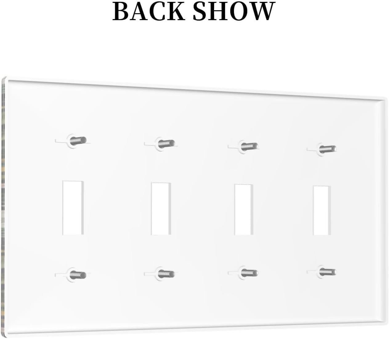 Decorative Light Switch Plate Covers Rustic Green Leaf White Daisy Yellow Floral 4 Gang Light Switch Cover Plate Quad Toggle Wall Plate Outlet Covers Faceplate for Bedroom Home Decor