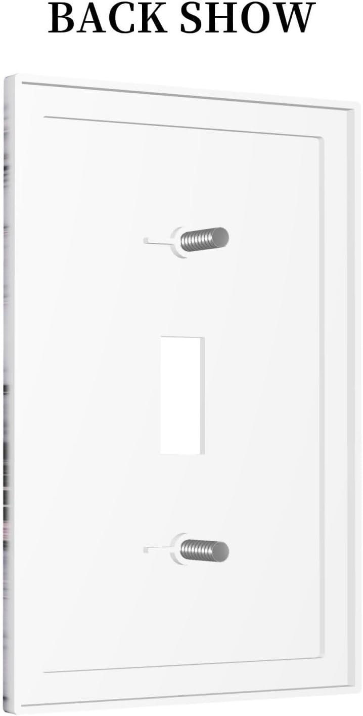 Decorative Light Switch Cover White Marble Pattern Black Lines Pink Lines 1 Gang Single Toggle Device Electrical Faceplate Switchplates Decorator Outlet Wall Plate for living Room