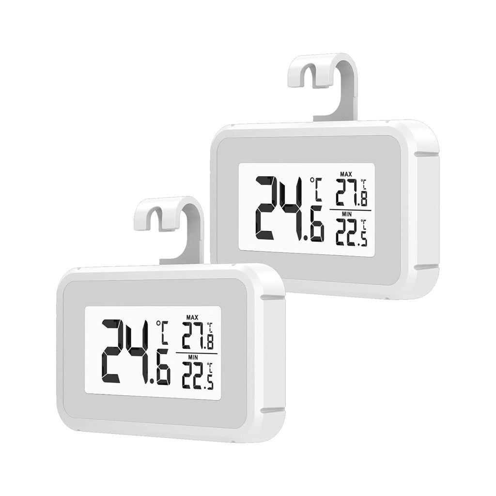 Elitech 2Pack Fridge Thermometer Digital Freeze Refrigerator Thermometer Waterproof Large LCD Display Max/Min Record Function TM-2T