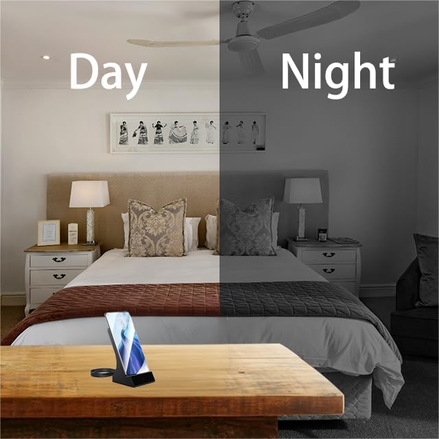LIZVIE Phone Charger, 120° Wide-Angle View App Control/Motion Detection/Night Vision/Loop SD Storage Wireless Charging 2.4G WiFi Nanny Cam for Office Indoor Security.