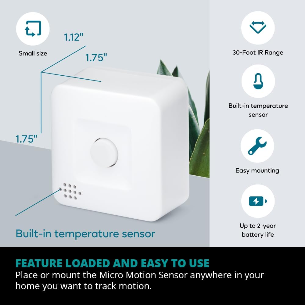 by Ezlo Micro Motion Sensor - Home Automation and Security - Lighting Scenes, Security Alarm, Alerts upon Motion Detection - Zigbee