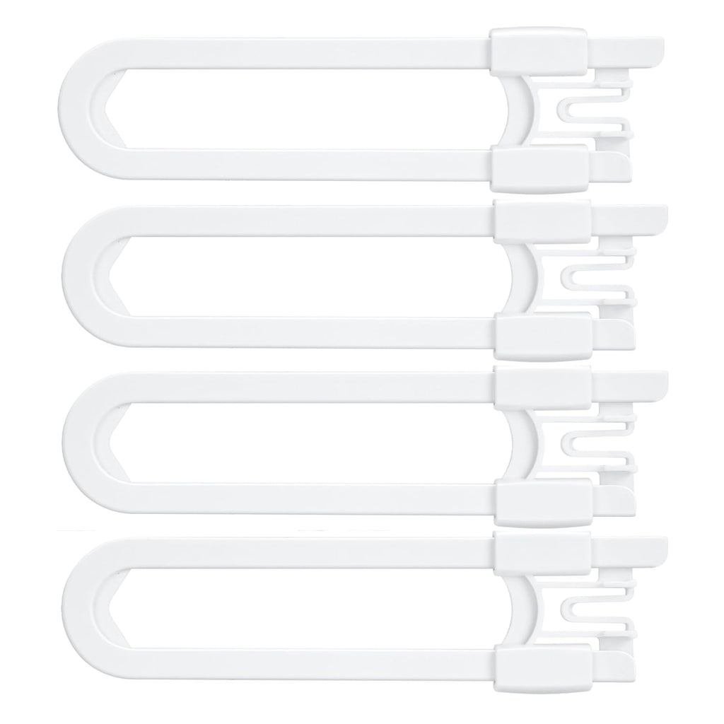 Vmaisi Baby Sliding Cabinet Locks - 4 Pack Adjustable U Shaped Child Safety Locks,Childproof Latches for Kitchen Bathroom Storage Cupboards Doors, Handles and Knobs White (4)
