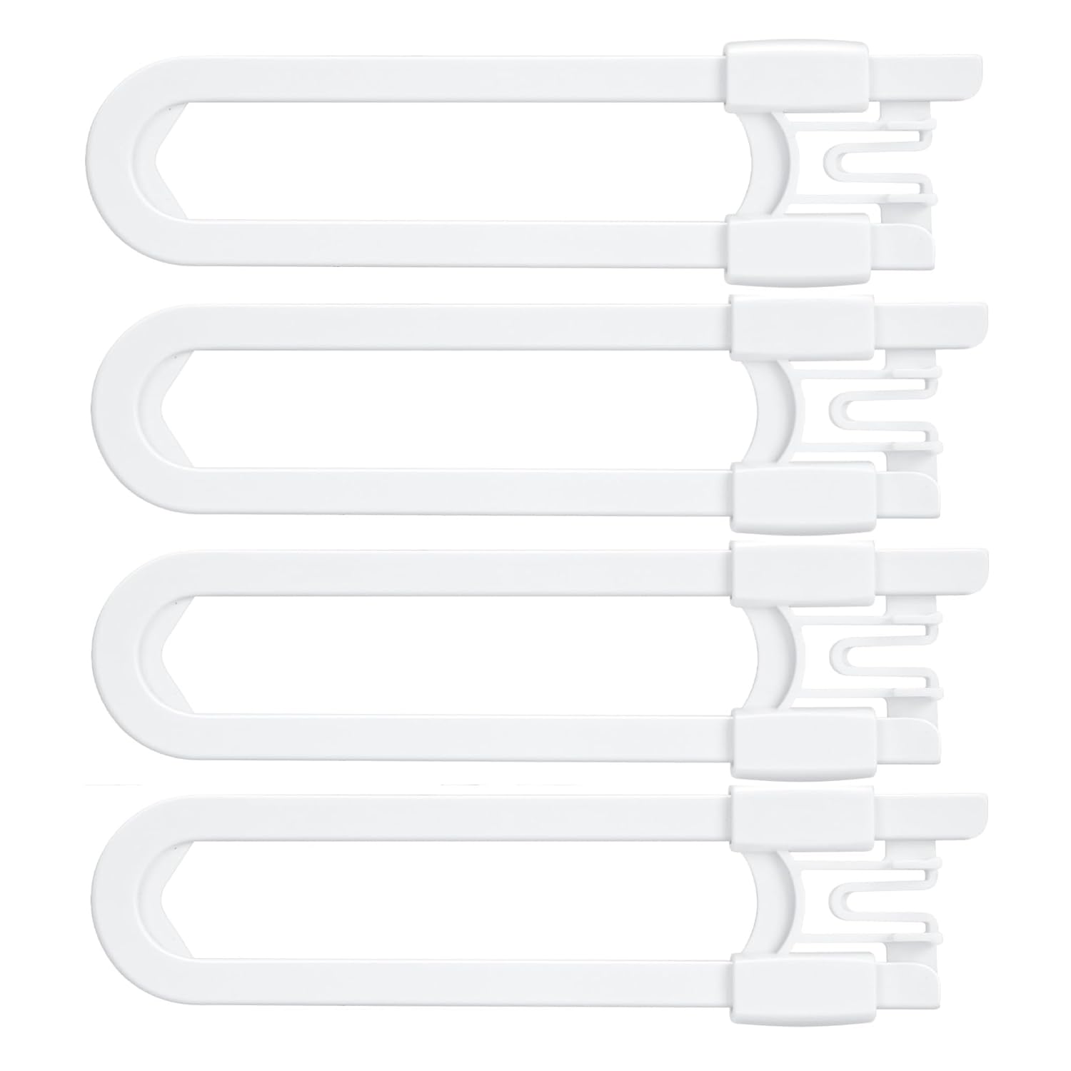 Vmaisi Baby Sliding Cabinet Locks - 4 Pack Adjustable U Shaped Child Safety Locks,Childproof Latches for Kitchen Bathroom Storage Cupboards Doors, Handles and Knobs White (4)