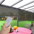 ZSHINE Hard-Wired Outdoor Snow Blocking Weatherproof Motorized Patio Roller Shades Remote Control for Porch Balcony Customized Size (Light Grey 30% Openness)