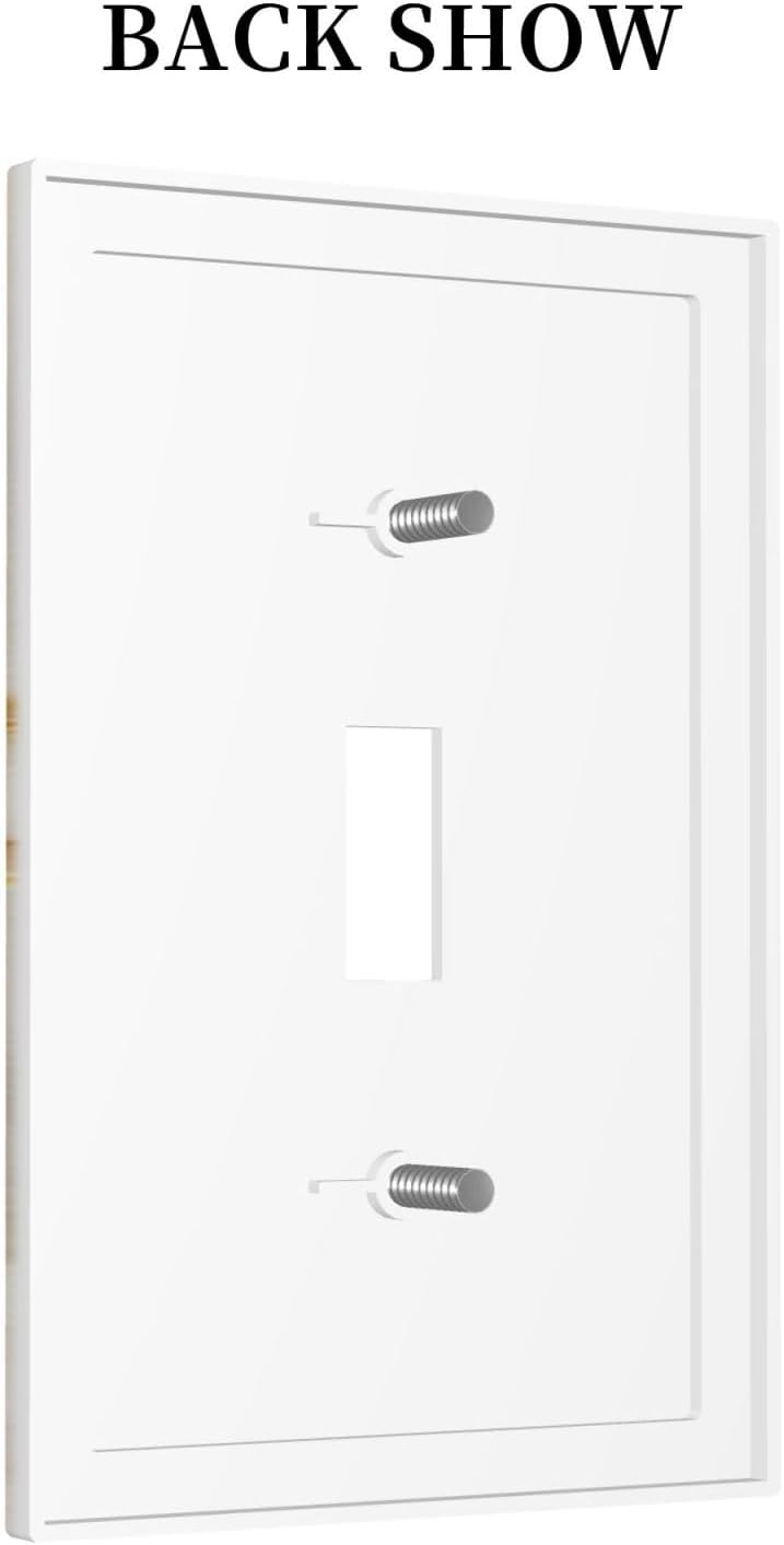 Gold Marble Crack Simple Abstract Print Decorative Light Switch Cover 1 Gang Single Toggle Device Electrical Faceplate Switchplates Decorator Outlet Wall Plate for Bathroom Kitchen Home Decor