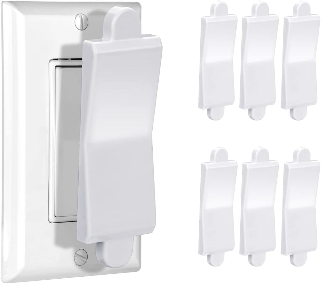 White, 6-Piece: Child Proof Switch Blocker and Cover for Light Switch, Lock Out in Style