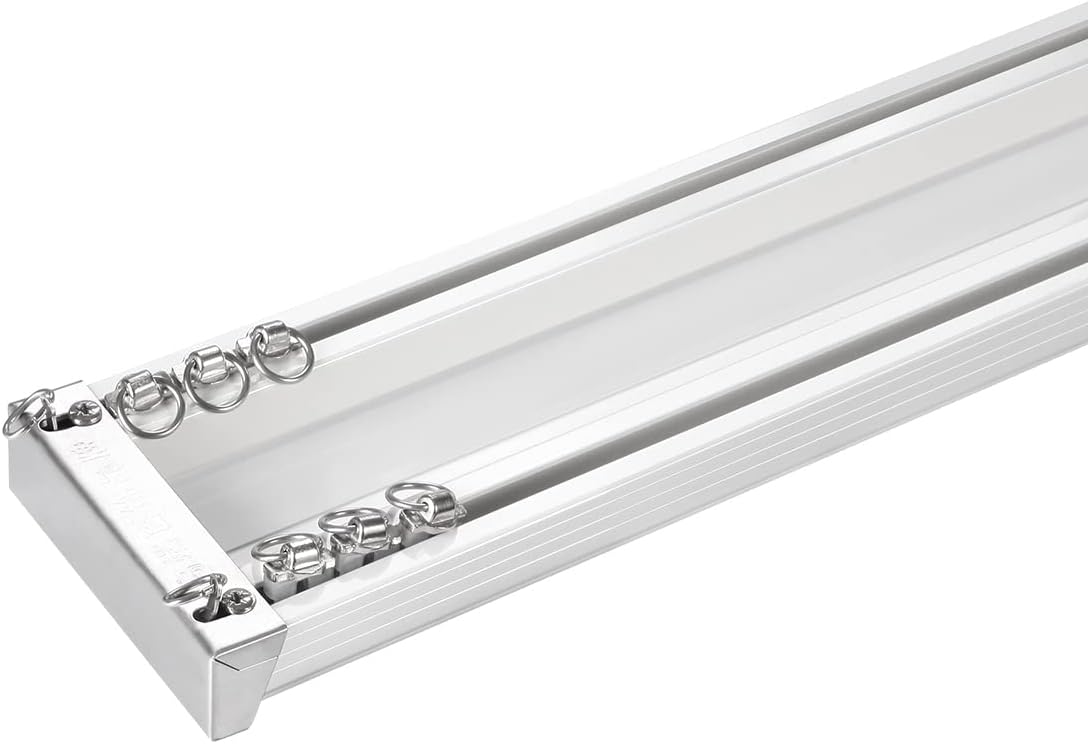 ZSHINE Curtain Conjoined Double Track Customize Length Ceiling or Wall Mounting Heavy-Duty Curtain Rails for Living Room Bedroom Room Divider(white)…