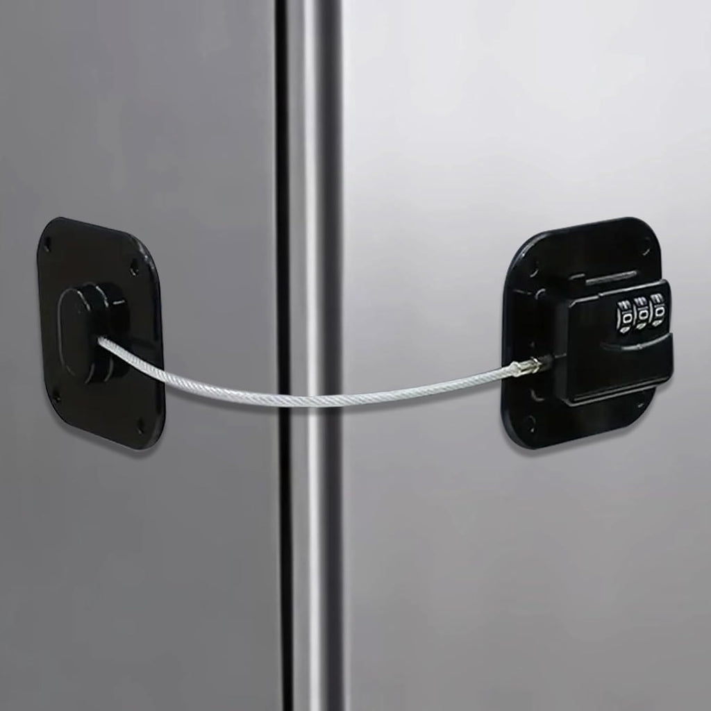 Heavy Duty Refrigerator Lock Cabinet Locks Child Safety Cabinet Locks Combination Fridge Lock for Cabinets Drawers Refrigerator (Black), 2.7X2.7IN