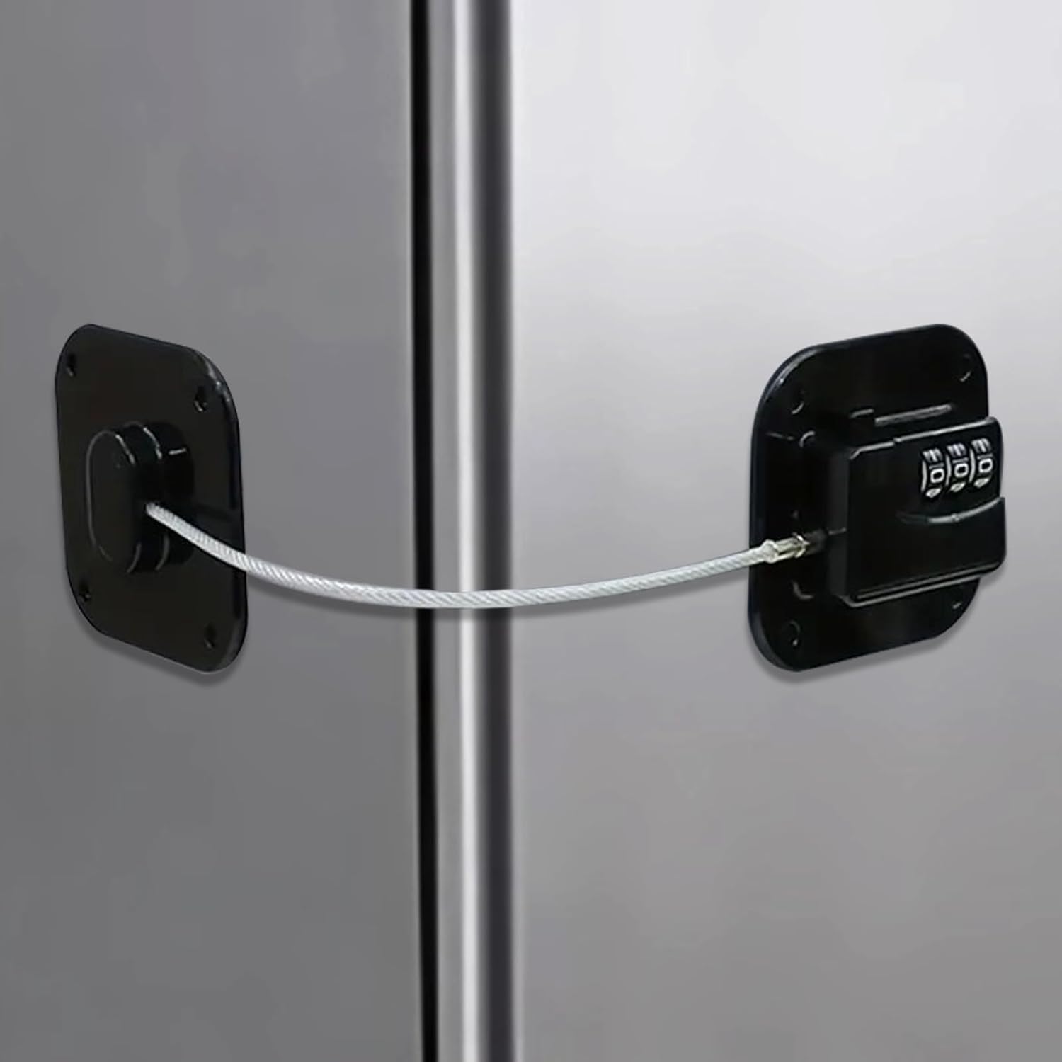 Heavy Duty Refrigerator Lock Cabinet Locks Child Safety Cabinet Locks Combination Fridge Lock for Cabinets Drawers Refrigerator (Black), 2.7X2.7IN
