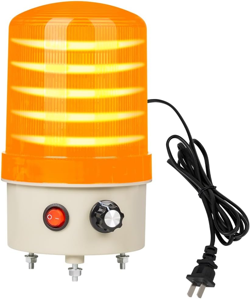 Industrial LED Rotating Warning Light, AC110V Beacon Strobe for Public Emergency Alarms, Siren Light with Volume Adjustment and Switch for Construction, Traffic, Factory, Safety Sign, Boat