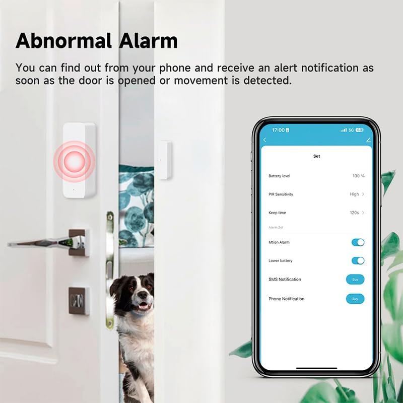 WiFi Door Window Sensor,Smart Door Open/Closed Detector with App Alert,Wireless Entry Detector Sensor Alarm for Home Security&Automation (2Pack)