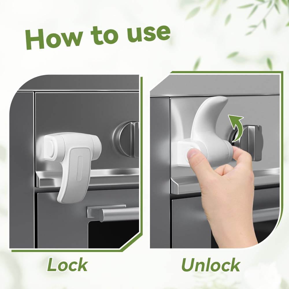 SAFELON 1 PC Baby Safety Oven Door Lock, Kitchen Safety Locks for Babies, Childproof Oven Locks for Kids, Heat-Resistant, No Screws & Drilling (White)