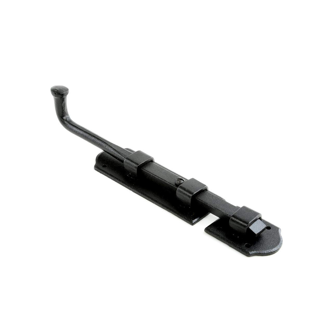 Renovators Supply Manufacturing Slide Bolt Latch 9 in. Black Iron Ball Tip Style Slide Bolt with Mounting Hardware