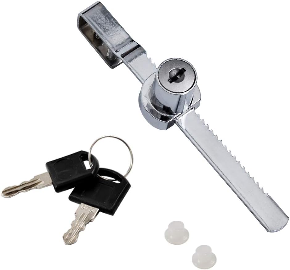 Sliding Glass Door Lock Display Case Lock Ratchet Lock with Chrome Finish, Security, Keyed Alike Showcase Display (2 PC)