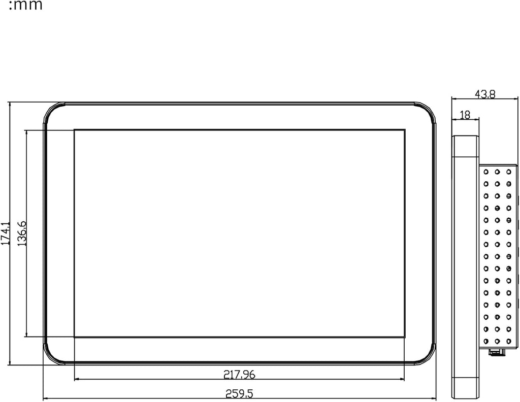 GreenTouch 10.1 Inch Desktop Wall Mountable Multi PCAP Touch Screen Monitor - HDMI/VGA/DVI Input,1280 * 800 Resolution Display