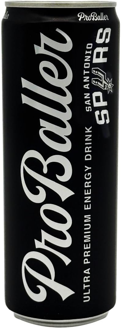 ProBaller Ultra Premium Energy Drink - Natural Clean NSF Certified Sport Drink with Amino Acids, Taurine, Biotin, Organic Agave, Vitamin B 12 Methylcobalamin, & Electrolytes - 15 Pack - Spurs Edition