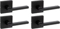Kwikset Halifax Interior Passage Door Handle, Lever for Closet and Hallway Doors, Reversible Non-Locking Handle Lever, Matte Black, with Microban Protection, 4 Pack