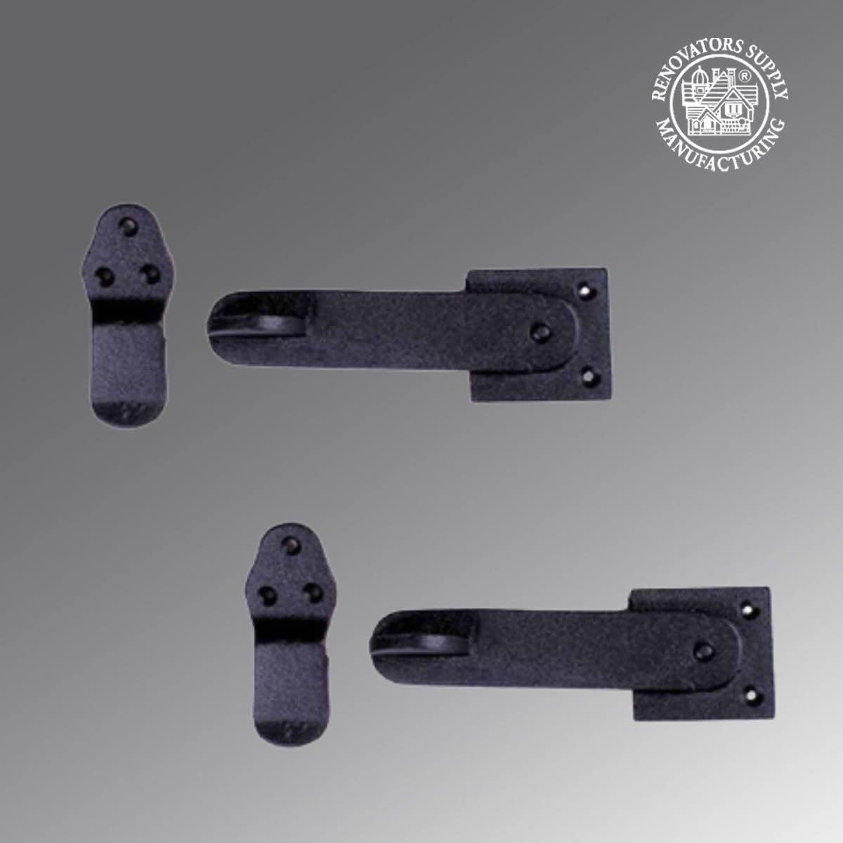 Renovators Supply Manufacturing Door Latch 5 3/4 in. Black Wrought Iron Gate Latch/Barn Door Latch Lock with Mounting Hardware Pack of 2