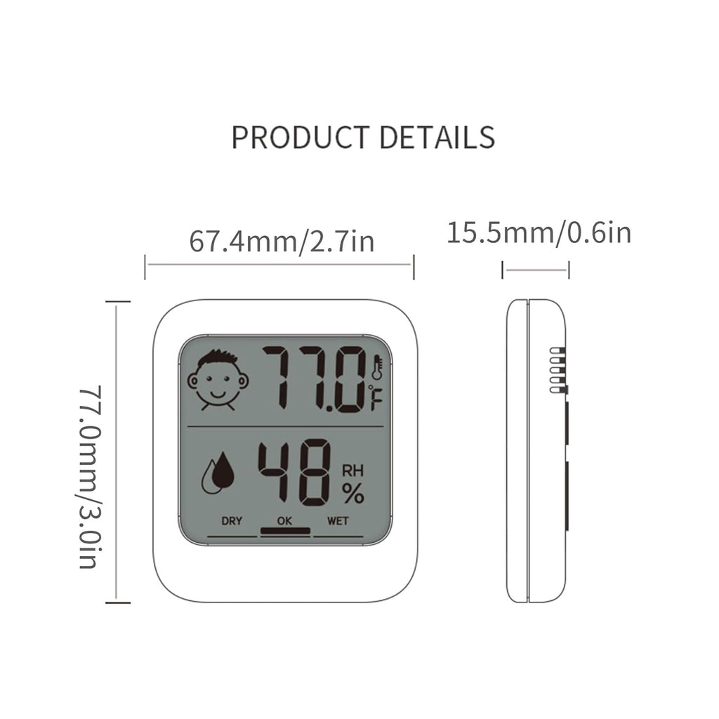 Pack of 2 Digital Thermometer and Hygrometer with Comfort Face Display, Hygrometer, Stand, Magnet, Hanging, Simple, Infectious Disease Prevention, Heat Stroke Prevention