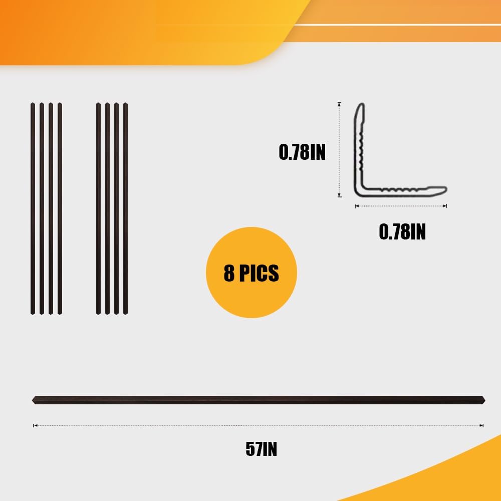 OUZUGIE 8-Pack 57 Inches, WPC Slat Wall Panel Trim,Corner Guard for High Grille (Walnut)