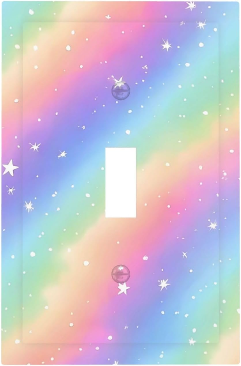 Decorative Light Switch Cover Plate Pink Blue Purple Iridescent Rainbow 1 Gang Single Toggle Wall Plates for Electrical Outlet Covers Switch Plate Covers Faceplate for Bedroom Home Decor