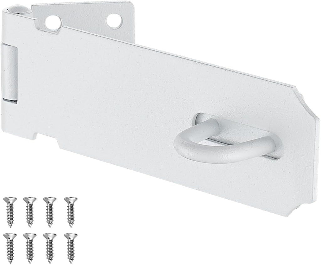JQK Door Hasp Latch Lock, 5 Inch 304 Stainless Steel Safety Packlock Clasp Thickness 1.9 mm, Matte White, DL130-WH