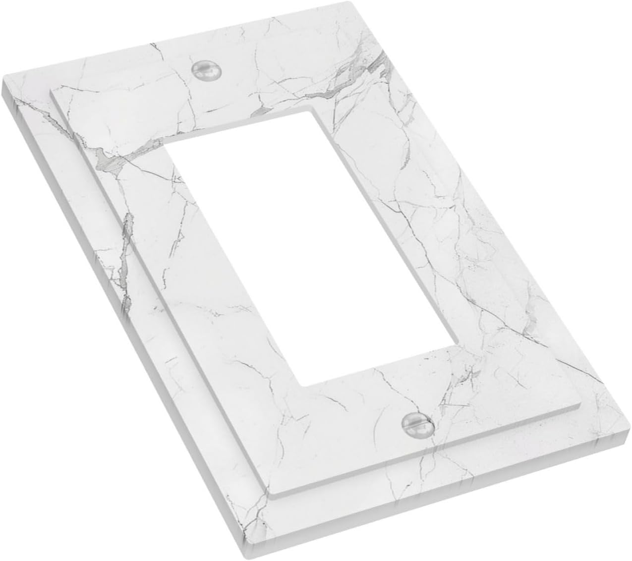 Decorative Outlet Covers White Grey Abstract Modern Marble 1 Gang Single Rocker Light Switch Cover Plate Wall Plates GFCI Faceplate for Bathroom Kitchen Decor