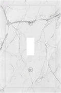 Decorative Light Switch Cover White Grey Abstract Modern Marble 1 Gang Single Toggle Device Electrical Faceplate Switchplates Decorator Outlet Wall Plate for Bathroom Kitchen Decor