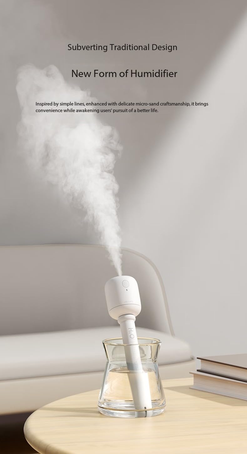 Portable mini humidifier stick, apply to all cup, water bottle, ultra quiet & delicate mist for bedroom, office desk, travel, car, convenient and efficient