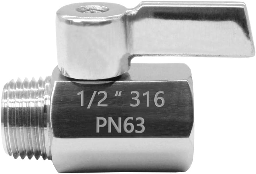 Beduan Mini Ball Valve Stainless Steel(316) 1/2" NPT Male x NPT Female Mini Ball Shutoff Valve (Pack of 1)