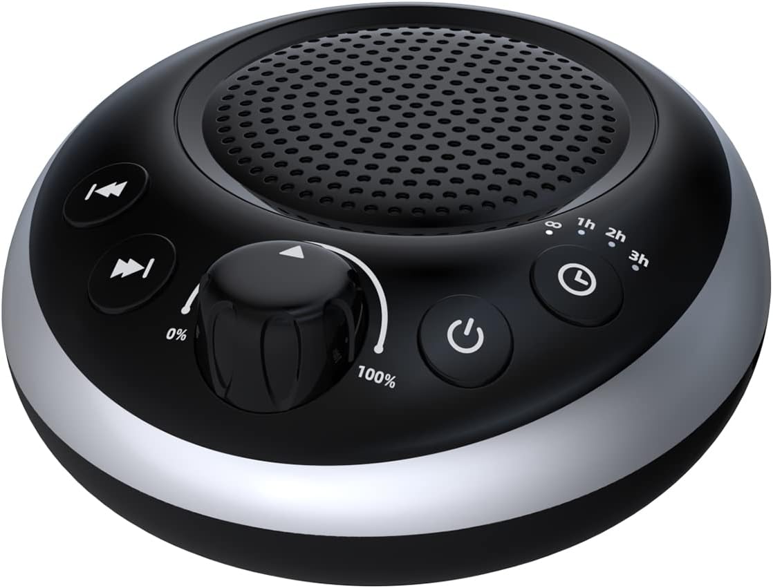 Rechargeable Portable Brown Noise Machine 2000mAH Large Battery Sound White Noise Machine 30 Soothing Sounds for Baby Kids Adults Sleep Machine Auto-Off Timer for Travel Camping and Home