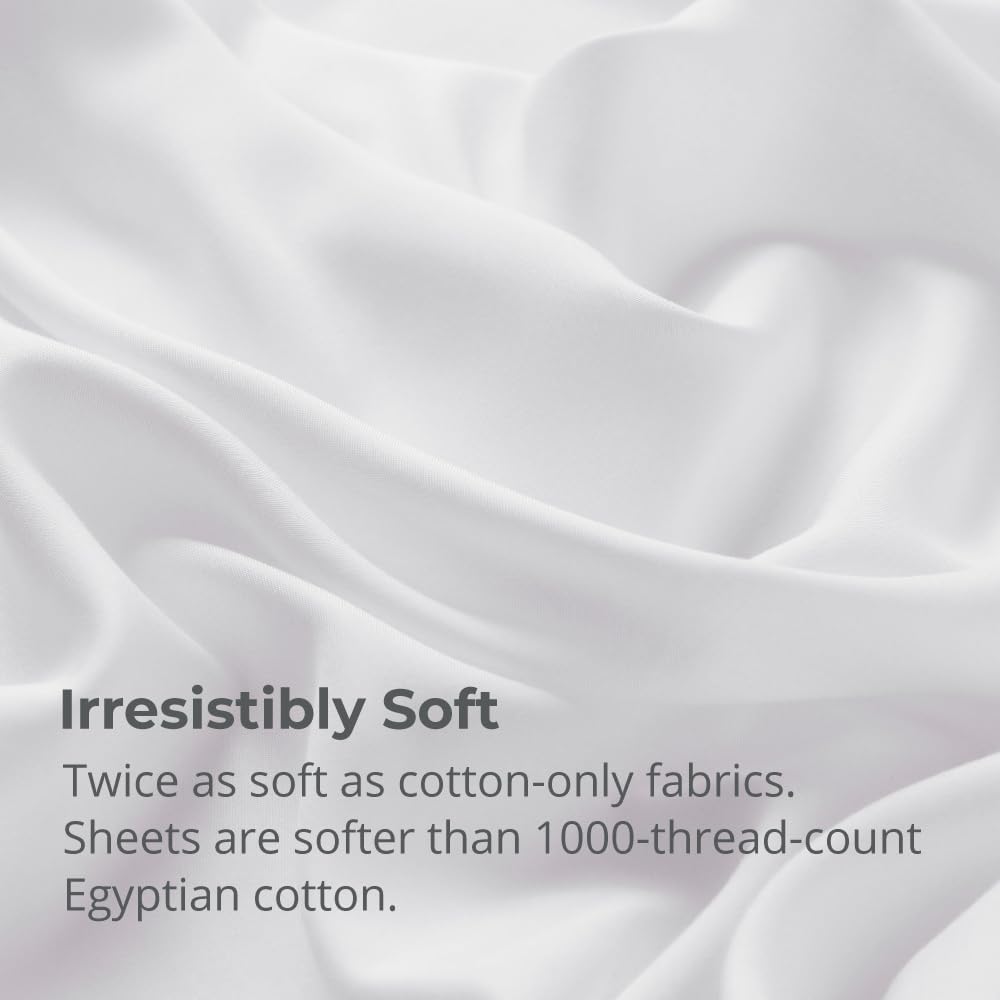 Cariloha Aloha Soft 4-Piece Sheet Set | White | Split King | Made from 100% Viscose derived from Bamboo | Introductory Sheet Line