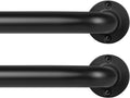 Black Wrap Around Curtain Rods 2Pack:Blackout Heavy duty Adjustable Window Curtain Rod for Bedroom,Industrial Darkening Curved French Metal Single Drapery Rods Easy Install,Matte Black 48-90"