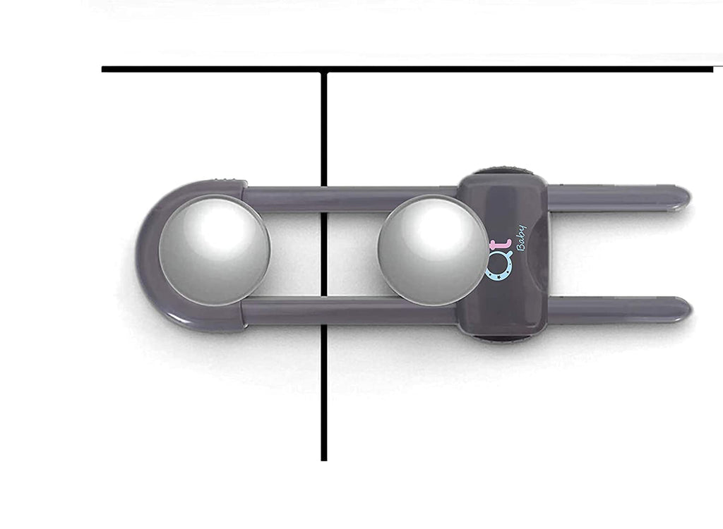 Baby Proofing Cabinet Locks | Adjustable U Shaped Baby Safety Latches for Drawers, Fridge, Closet |Modern Baby Proofing Cabinet Lock with Extra Secure Lock Buttons (Pack of 4)