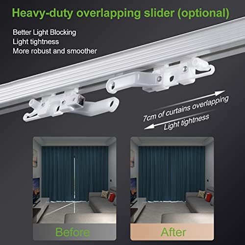 ZSHINE Curtain Conjoined Double Track Customize Length Ceiling or Wall Mounting Heavy-Duty Curtain Rails for Living Room Bedroom Room Divider(Black)…