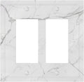 Decorative Outlet Covers White Grey Abstract Modern Marble 2 Gang Double GFCI Rocker Electrical Wall Panels Light Switch Cover Plate for Bathroom Kitchen Decor
