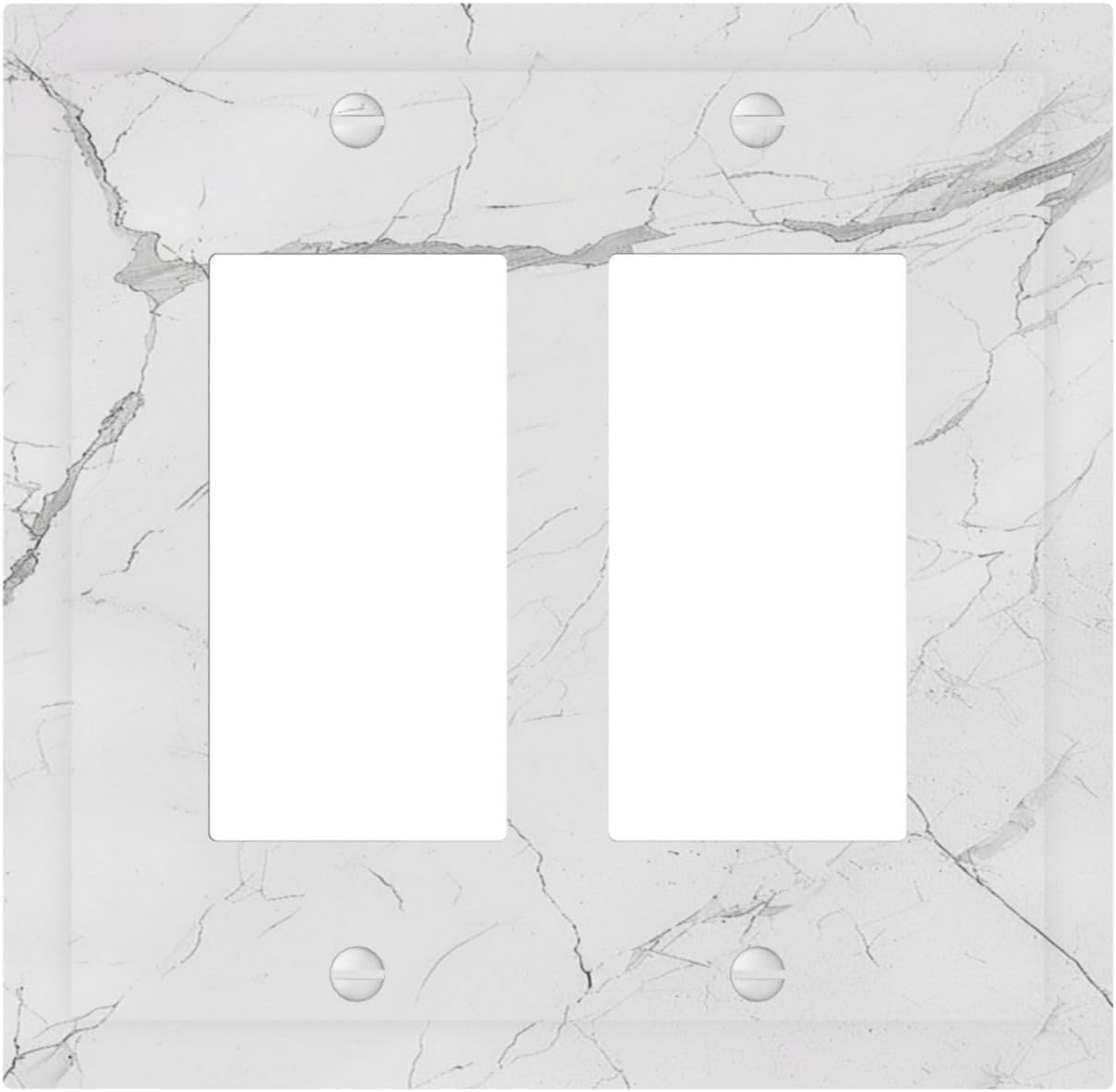 Decorative Outlet Covers White Grey Abstract Modern Marble 2 Gang Double GFCI Rocker Electrical Wall Panels Light Switch Cover Plate for Bathroom Kitchen Decor