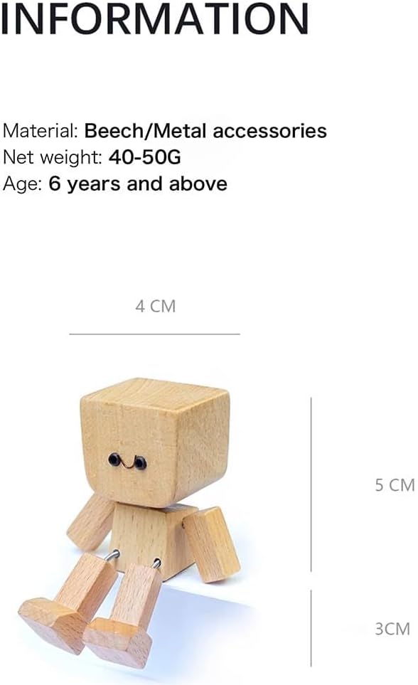 Shaking Wooden Man Figurine - 12 Magnetic Changeable Faces, Handmade Shaking Feet Wooden Doll for Car Dashboard Decorations, Funny & Creative Desktop Office Desk Decor (White 2pcs)