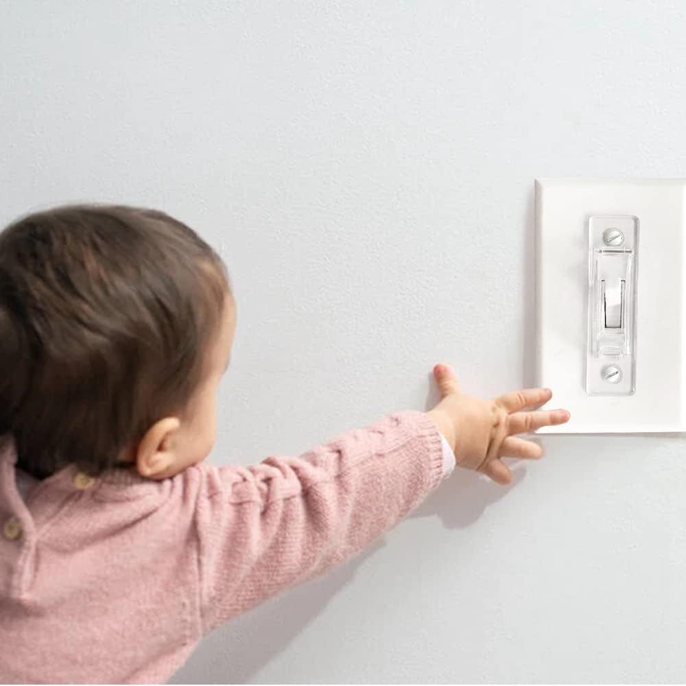 Wall Switch Guard, ILIVABLE Child Proof Light Switch Plate Covers Protects Your Lights from being Accidentally Turned On or Off by Children and Adults (Clear, 4 Pack)